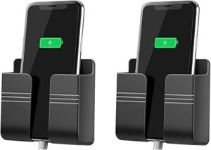 Read more about the article BLAXSTOC Wall Mounted Mobile Holder Storage Case for Remote, Wall Mounted Mobile Stand/Multi Purpose Stand with Hole for Phone Charging (Black-Pack of 2)