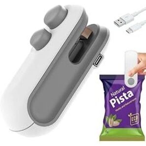 MiniPy Portable Plastic Bag Sealing Machine | Mini Bag Sealer with Cutter and Magnet | Packet Sealer for Food, Chips, Snacks, Traveling Food Packets Bags (Rechargeable) 1Pcs (Black)